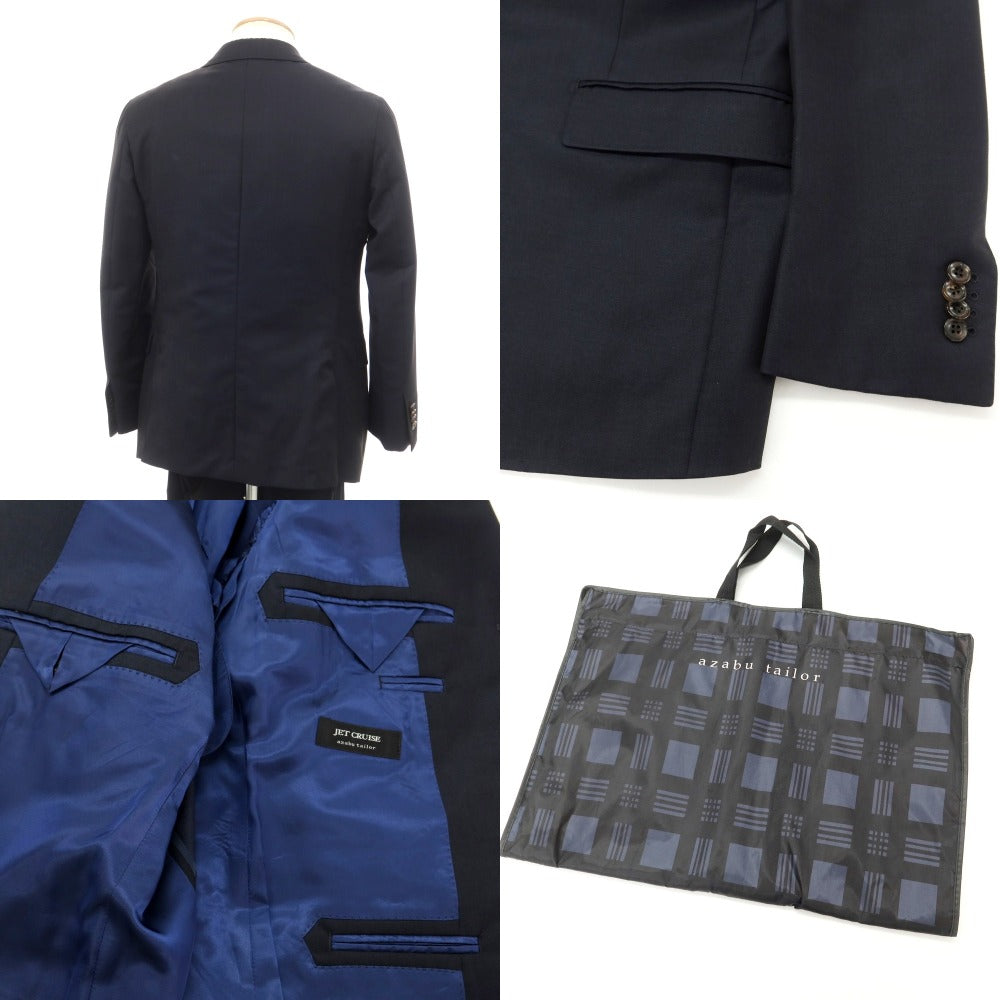 【中古】アザブテーラー azabu tailor ウールモヘヤ スリーピース セットアップ 3つボタンスーツ ネイビー【サイズ44/48/79】【NVY】【S/S】【状態ランクC】【メンズ】【759181】