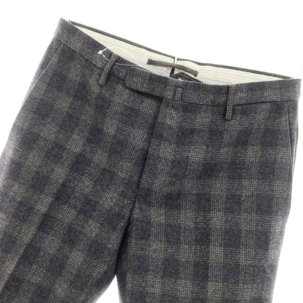 【中古】インコテックス INCOTEX ウール チェック ドレススラックスパンツ グレーxダークグレー【サイズ46】【GRY】【A/W】【状態ランクC】【メンズ】 [EPD]