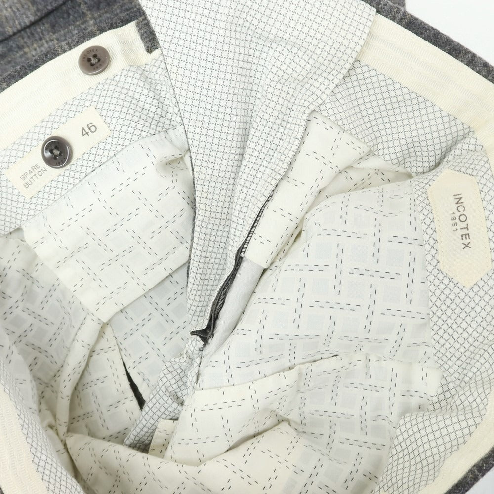 【中古】インコテックス INCOTEX ウール チェック ドレススラックスパンツ グレーxダークグレー【サイズ46】【GRY】【A/W】【状態ランクC】【メンズ】 [EPD]