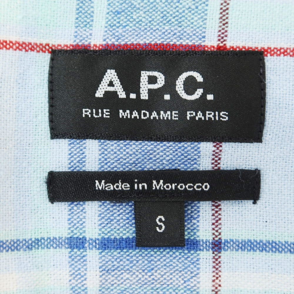 【中古】アーペーセー A.P.C. コットンポリエステル チェック カジュアルシャツ ブルー系【 S 】【 状態ランクB 】【 メンズ 】