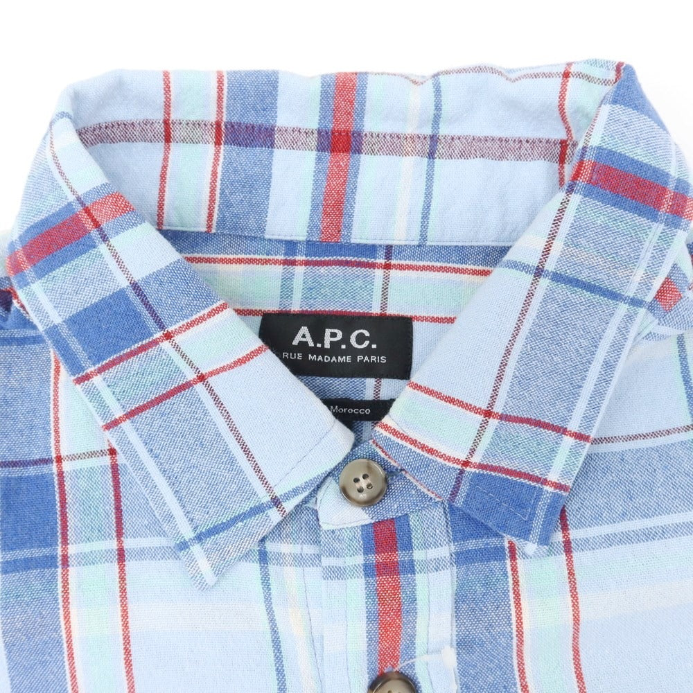 【中古】アーペーセー A.P.C. コットンポリエステル チェック カジュアルシャツ ブルー系【 S 】【 状態ランクB 】【 メンズ 】