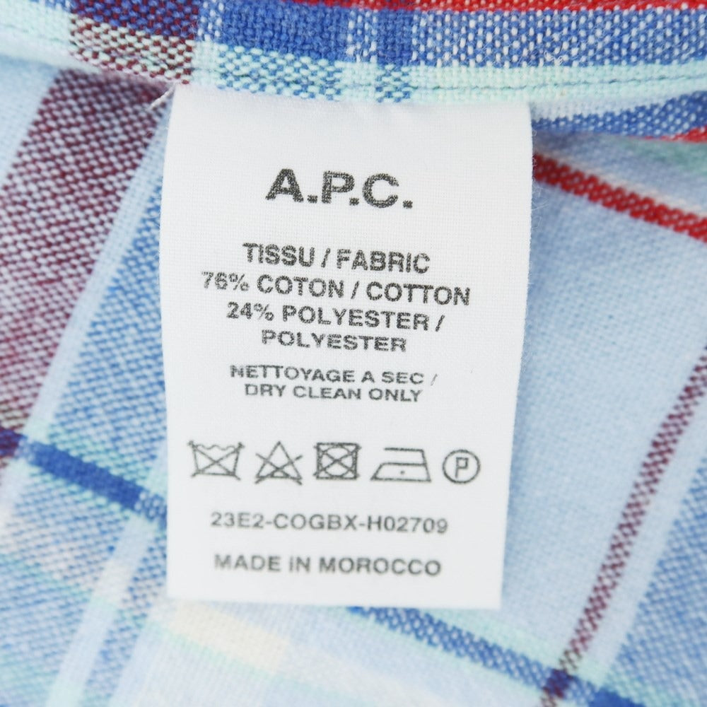 【中古】アーペーセー A.P.C. コットンポリエステル チェック カジュアルシャツ ブルー系【 S 】【 状態ランクB 】【 メンズ 】