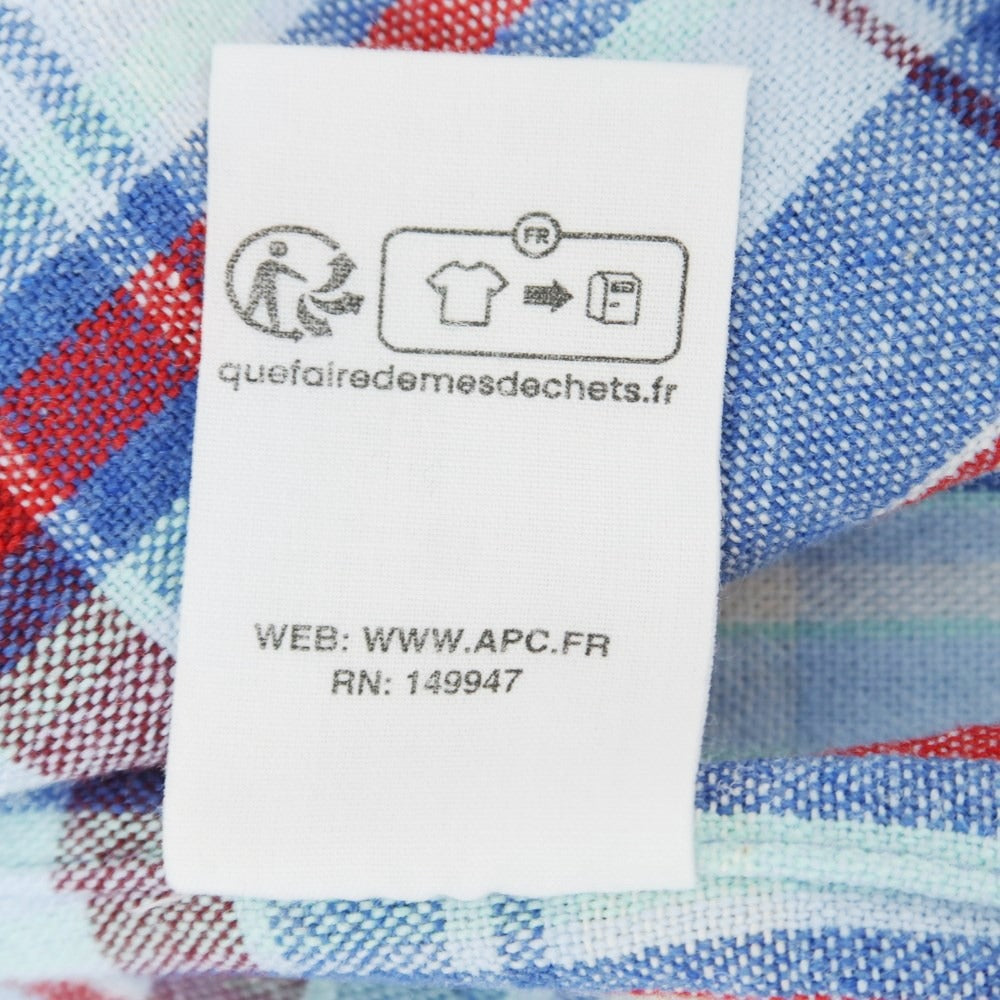 [Used] A.P.C. Cotton polyester check casual shirt, blue [S] [Condition rank B] ​​[Men&