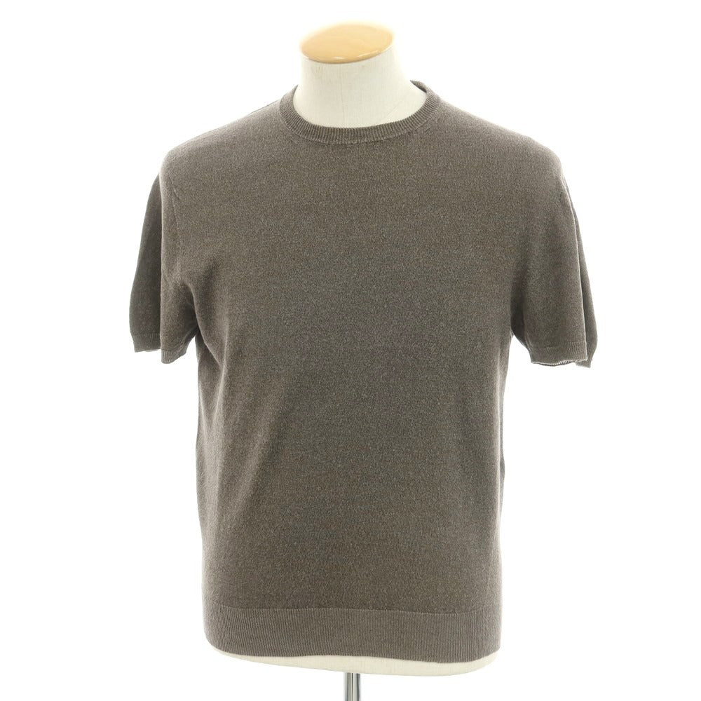 [Used] Drumohr Linen Polyester Short Sleeve Crew Neck Pullover Knit Brown Grey [46] [Condition Rank B] ​​[Men&