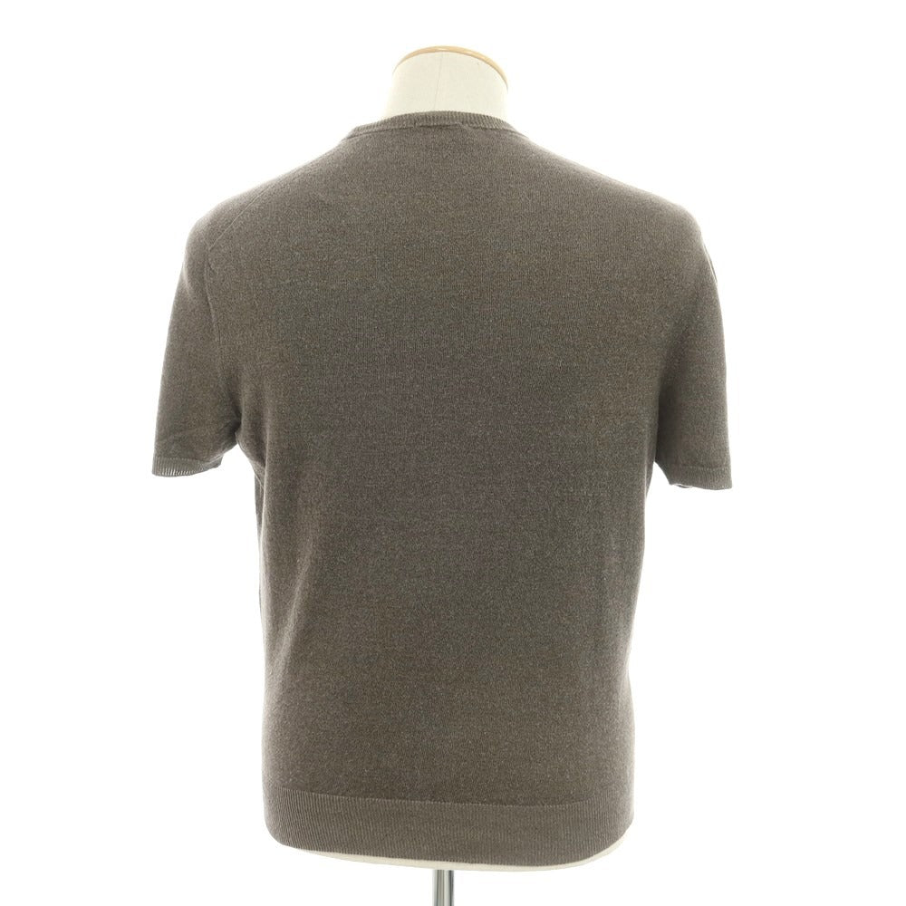 [Used] Drumohr Linen Polyester Short Sleeve Crew Neck Pullover Knit Brown Grey [46] [Condition Rank B] ​​[Men&