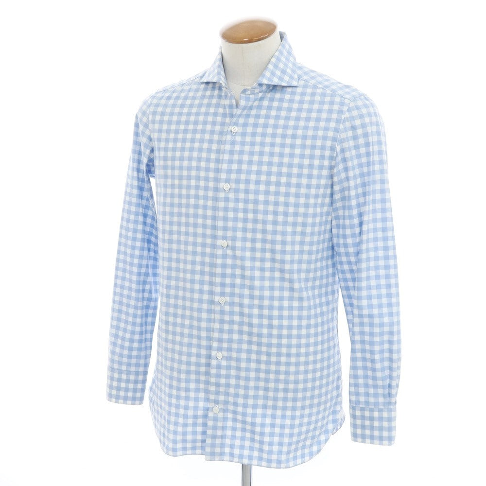 [Used] Luigi Borrelli Cotton Check Shirt Light Blue x White [39] [Condition Rank B] ​​[Men&