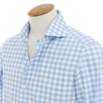 [Used] Luigi Borrelli Cotton Check Shirt Light Blue x White [39] [Condition Rank B] ​​[Men&