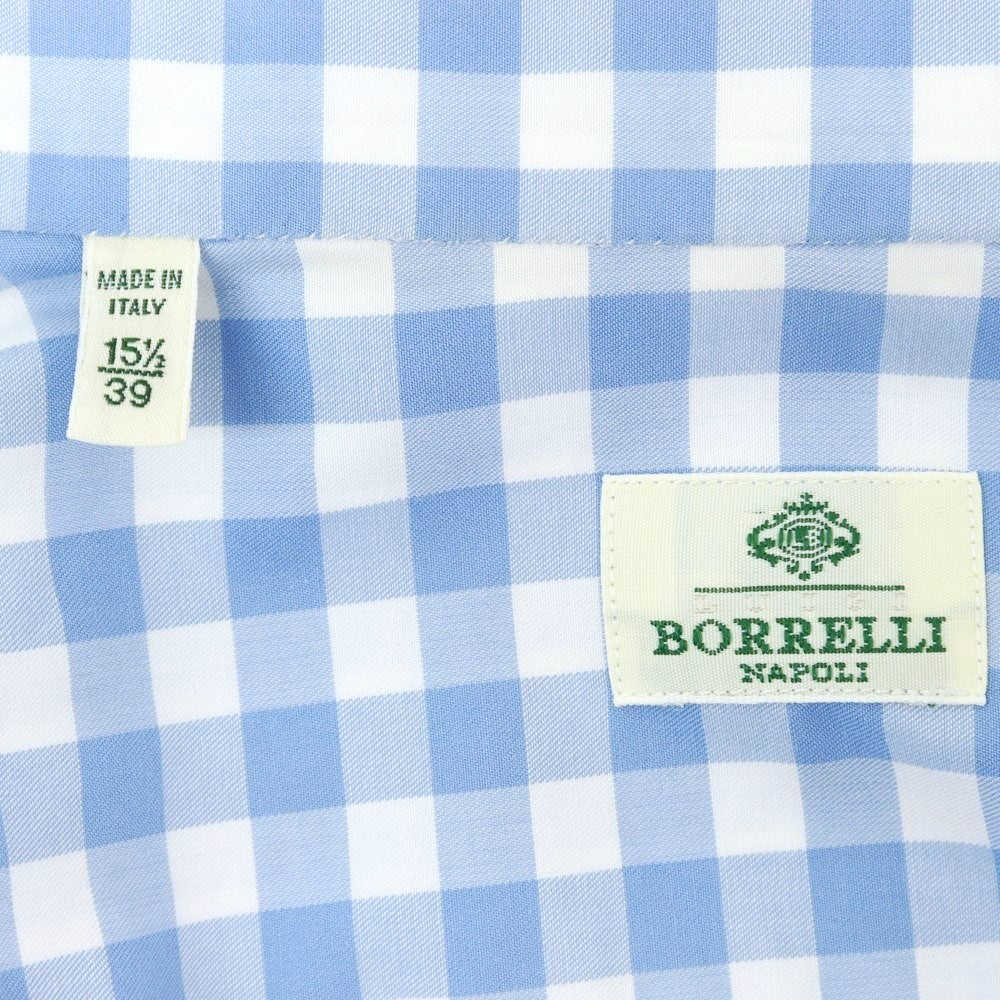 [Used] Luigi Borrelli Cotton Check Shirt Light Blue x White [39] [Condition Rank B] ​​[Men&