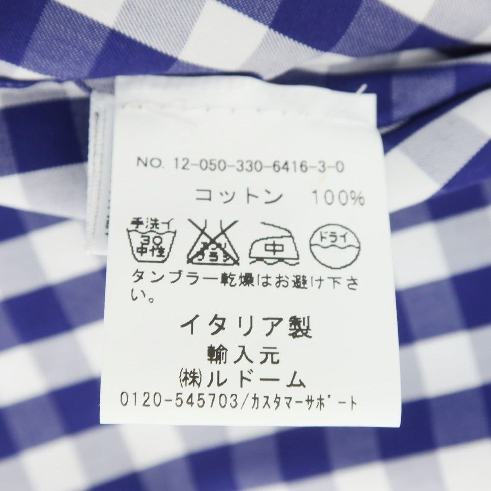 [Used] Luigi Borrelli Cotton Check Shirt Navy x White [39] [Condition Rank A] [Men&