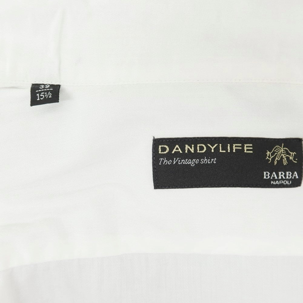 【中古】バルバ ダンディライフ BARBA DANDY LIFE コットン ホリゾンタルカラーシャツ ホワイト【 39 】【 状態ランクD 】【 メンズ 】