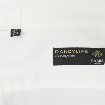 【中古】バルバ ダンディライフ BARBA DANDY LIFE コットン ホリゾンタルカラーシャツ ホワイト【 39 】【 状態ランクD 】【 メンズ 】