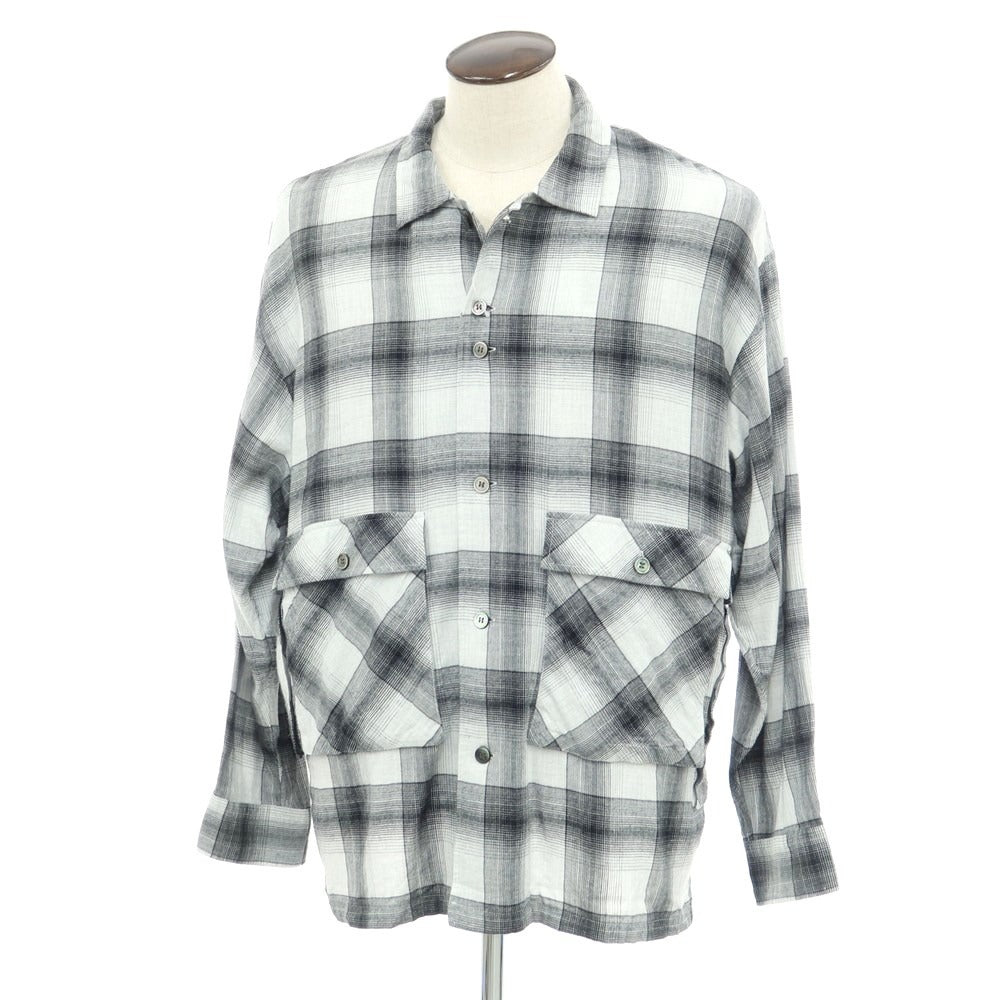 [Used] TENBOX Cotton Rayon Check Casual Shirt White x Black [XL] [Condition Rank C] [Men&