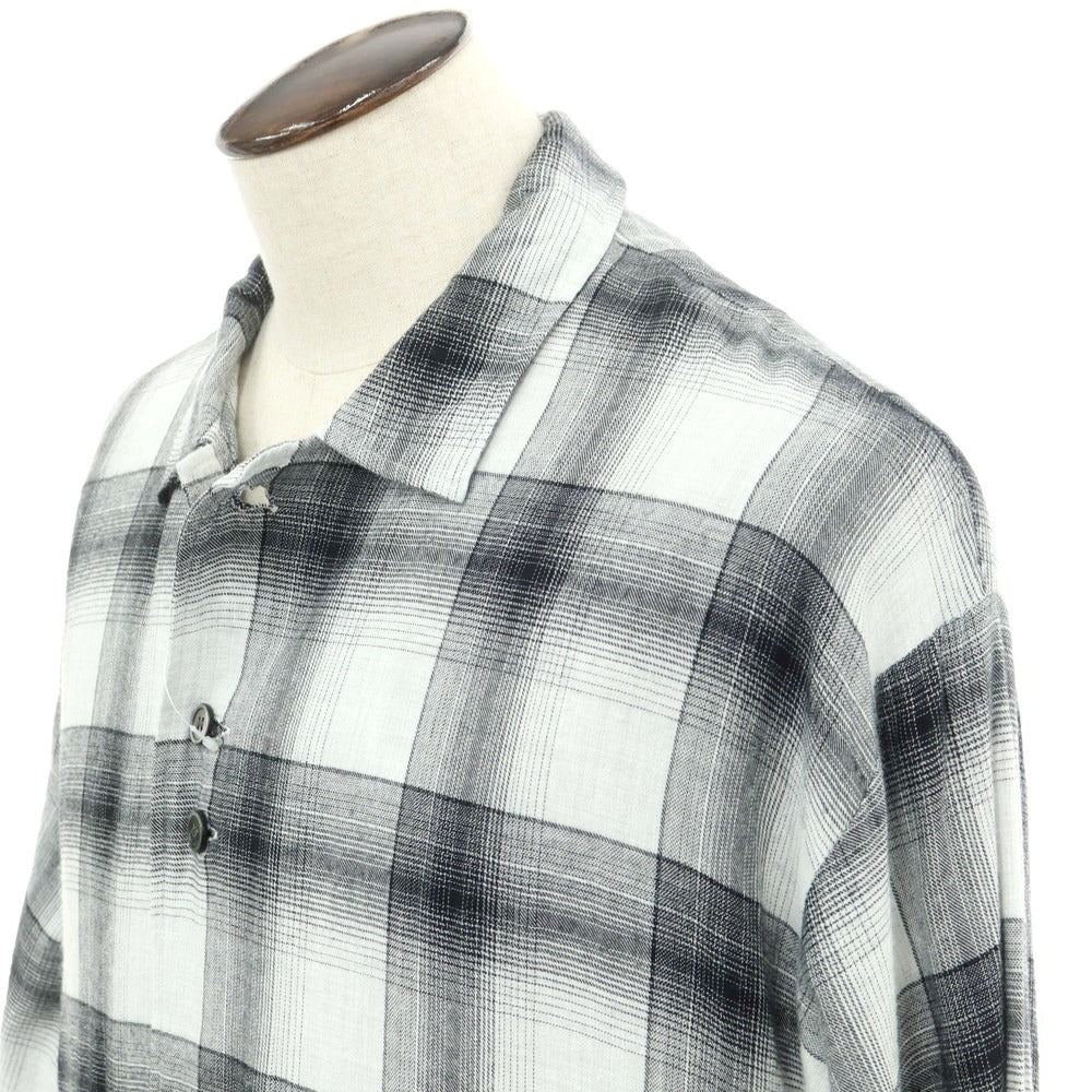 [Used] TENBOX Cotton Rayon Check Casual Shirt White x Black [XL] [Condition Rank C] [Men&