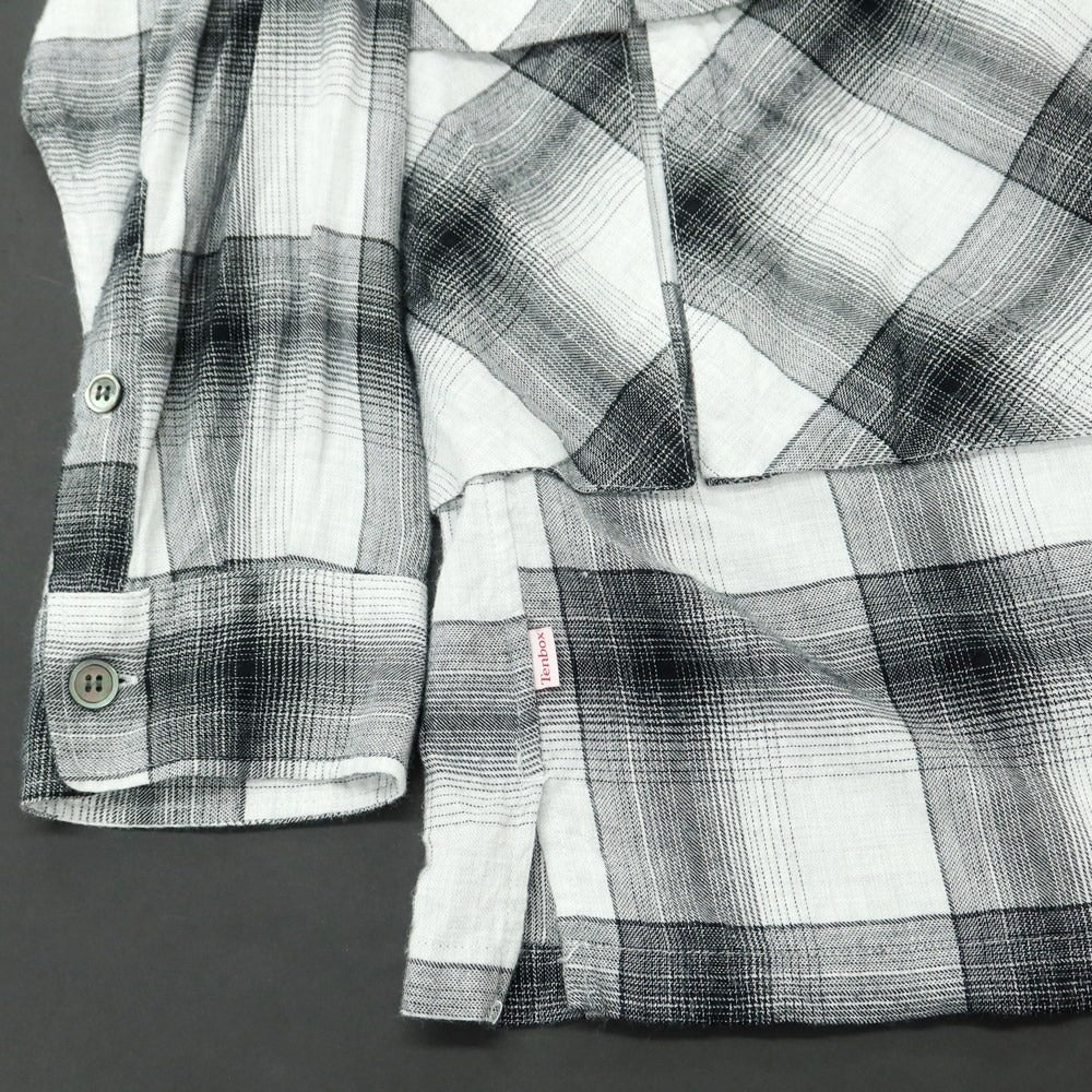 [Used] TENBOX Cotton Rayon Check Casual Shirt White x Black [XL] [Condition Rank C] [Men&