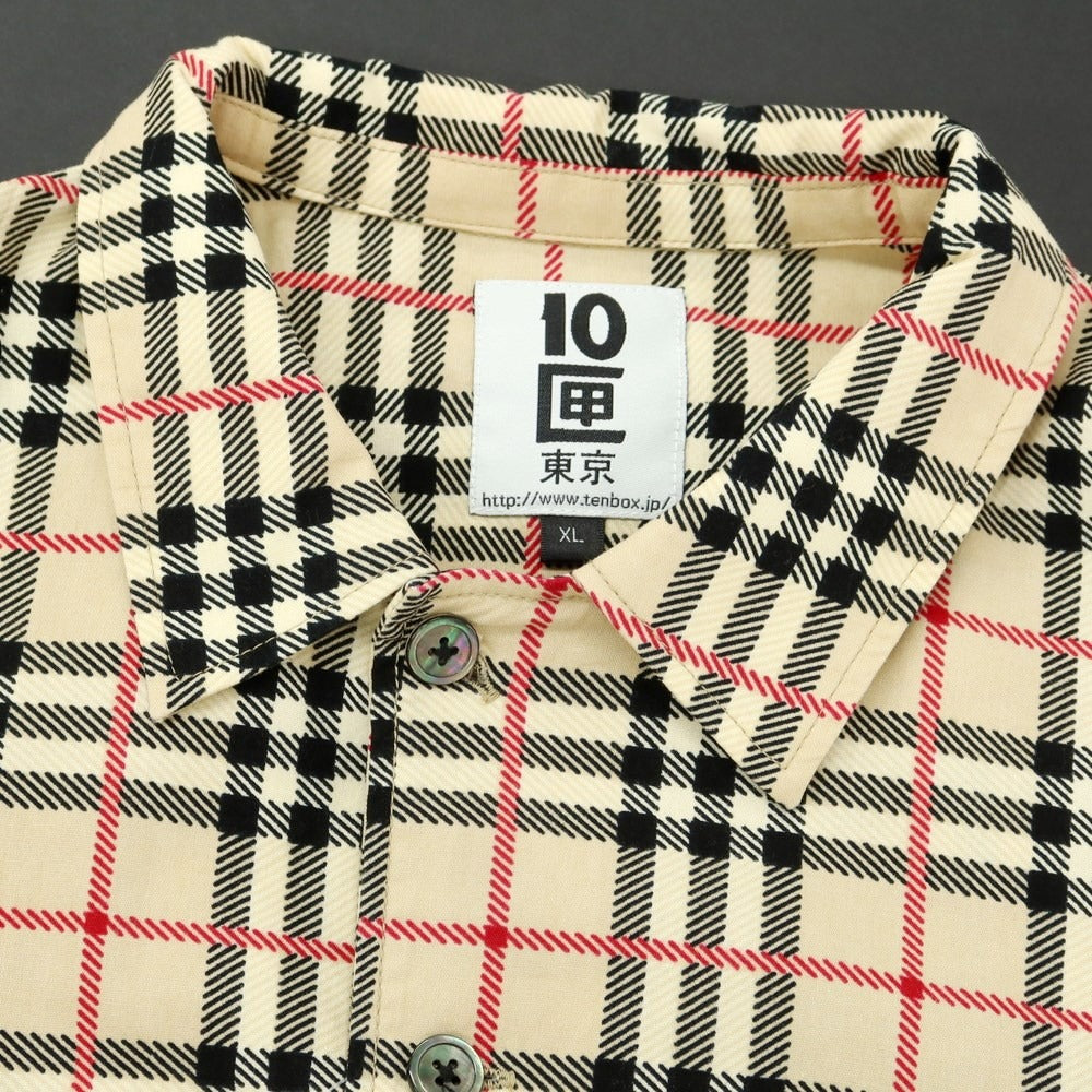 [Used] TENBOX Cotton Check Casual Shirt Beige x Black [XL] [Condition Rank B] ​​[Men&