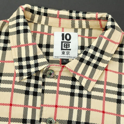 [Used] TENBOX Cotton Check Casual Shirt Beige x Black [XL] [Condition Rank B] ​​[Men&