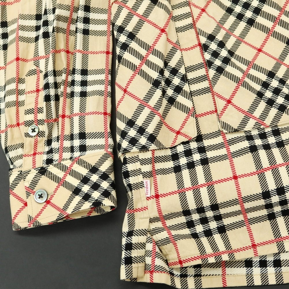 [Used] TENBOX Cotton Check Casual Shirt Beige x Black [XL] [Condition Rank B] ​​[Men&