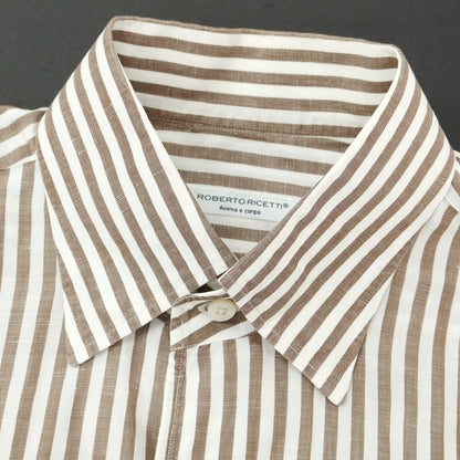 [Used] Roberto Richetti casual shirt
 White x Brown [38] [Condition Rank B] ​​[Men&