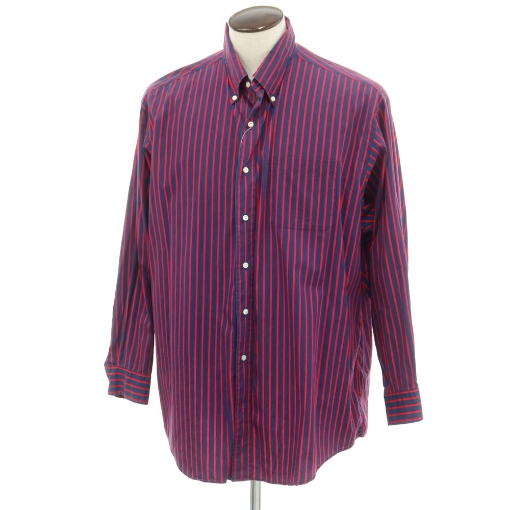 [Used] Brooks Brothers Cotton Striped Button-down Casual Shirt Navy x Red [XL] [Condition Rank C] [Men&