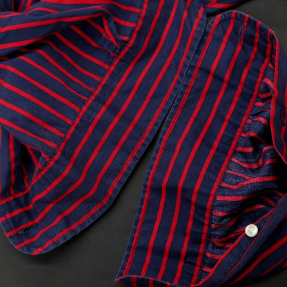 [Used] Brooks Brothers Cotton Striped Button-down Casual Shirt Navy x Red [XL] [Condition Rank C] [Men&