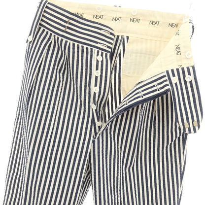 [Used] NEAT Seersucker Cotton Casual Slacks Pants White x Navy [M] [Condition Rank B] ​​[Men&