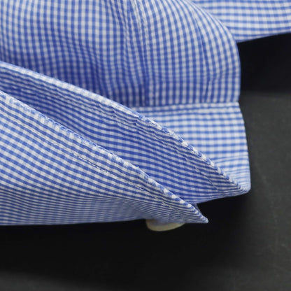 [Used] BARBA DANDY LIFE Cotton Check Horizontal Collar Casual Shirt Blue x White [38] [Condition Rank C] [Men&