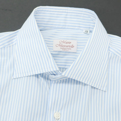 [Used] Mario Muscariello Cotton Nylon Semi-Wide Collar Dress Shirt White x Light Blue [40] [Condition Rank B] ​​[Men&