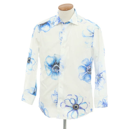 [Used] Maurizio Baldassari MAURIZIO BALDASSARI Cotton Floral Semi-wide Collar Casual Shirt White x Blue [46] [Condition Rank C] [Men&