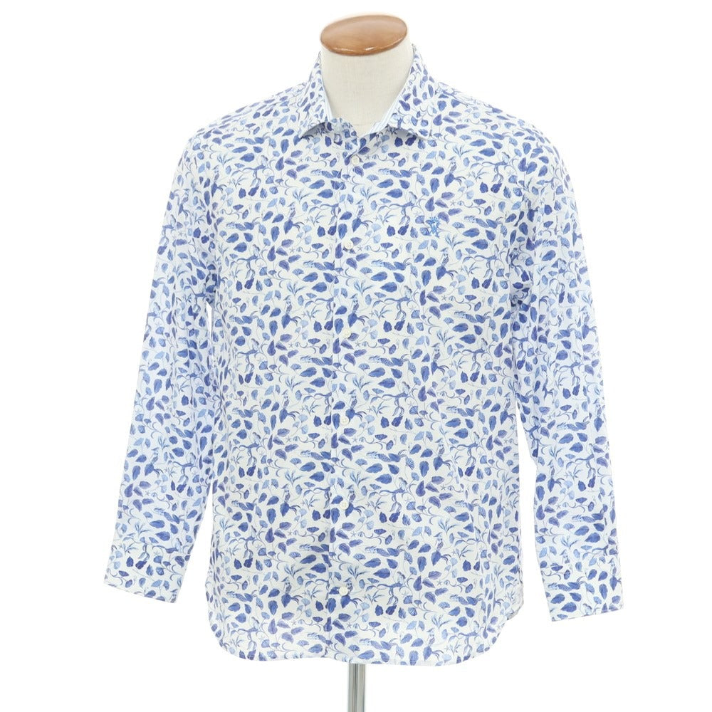 [Used] Vicomte A Cotton All-over Print Wide Collar Casual Shirt White x Blue [M] [Condition Rank B] ​​[Men&