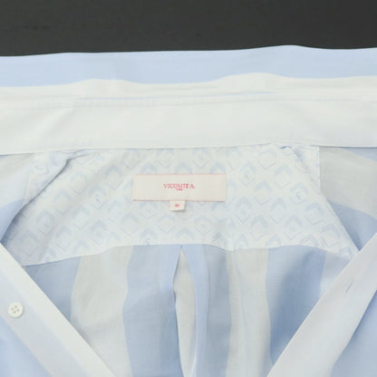 [Used] Vicomte A Cotton Semi-Wide Collar Casual Shirt White x Light Blue [M] [Condition Rank B] ​​[Men&