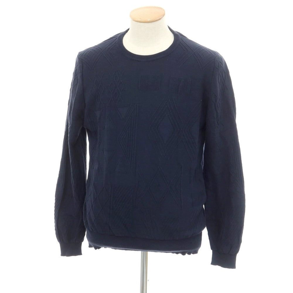 [Used] MONSIEUR LACENAIRE Cotton High Gauge Crew Neck Pullover Knit Navy [Size M] [NVY] [S/S] [Condition Rank C] [Men&