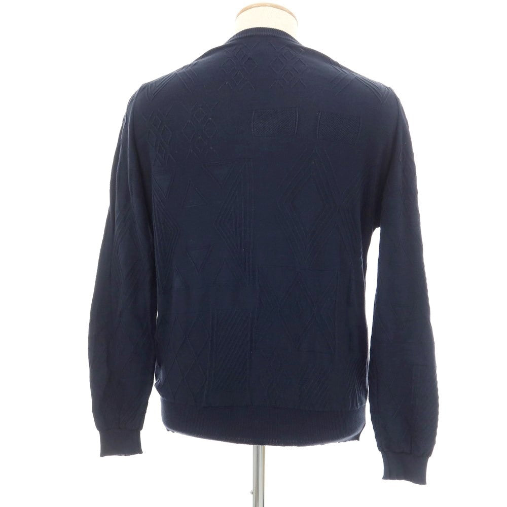 [Used] MONSIEUR LACENAIRE Cotton High Gauge Crew Neck Pullover Knit Navy [Size M] [NVY] [S/S] [Condition Rank C] [Men&