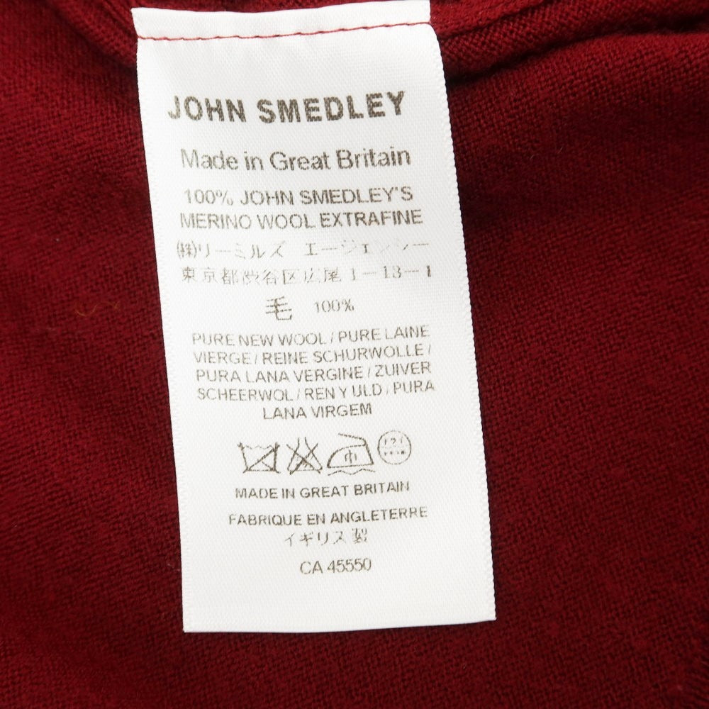 【中古】ジョンスメドレー JOHN SMEDLEY ハイゲージ ウール カーディガン ボルドー【サイズS】【RED】【A/W】【状態ランクC】【メンズ】【758989】