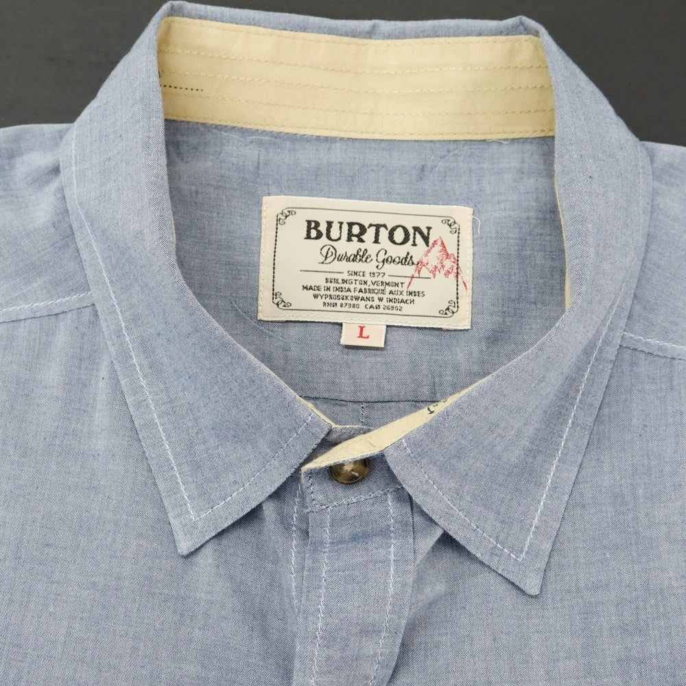 【中古】バートン BURTON コットン レギュラーカラー 半袖シャツ ネイビー【 L 】【 状態ランクB 】【 メンズ 】