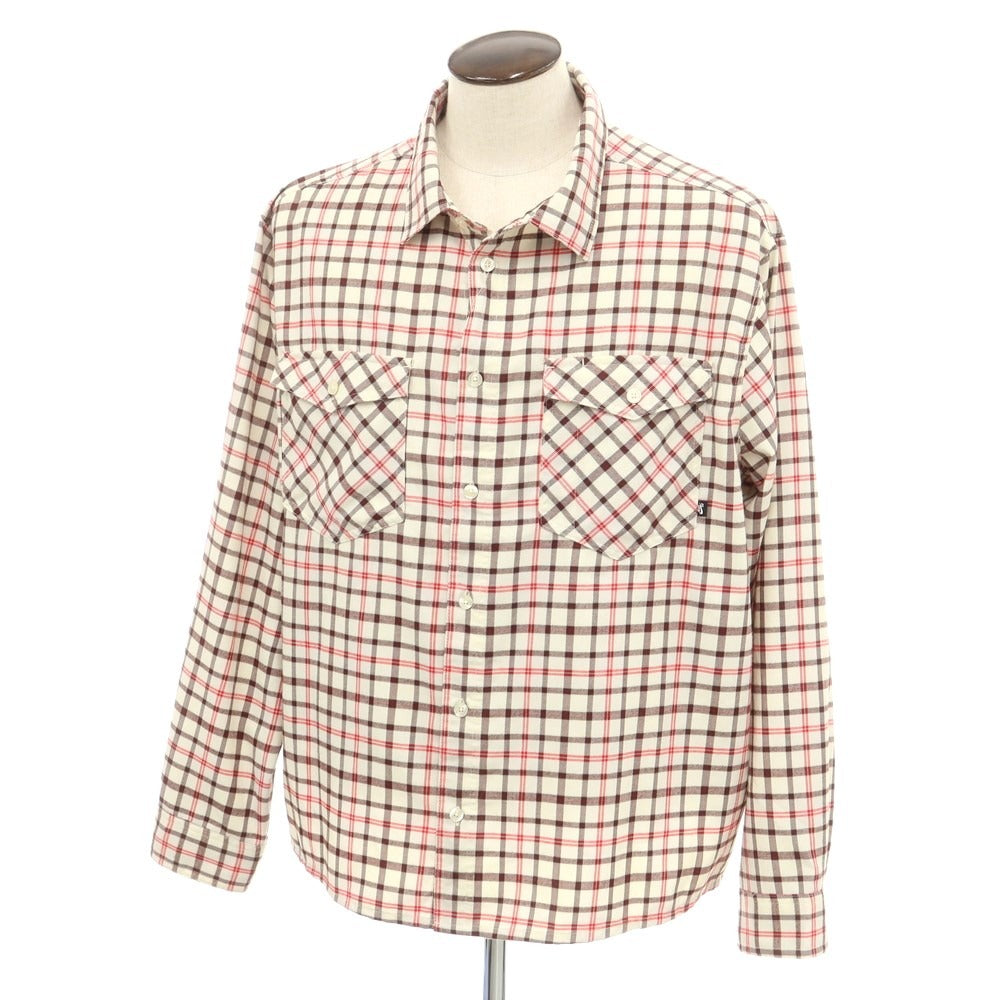 [Used] Nike polyester rayon check casual shirt, off-white x red [3XL] [Condition rank B] ​​[Men&