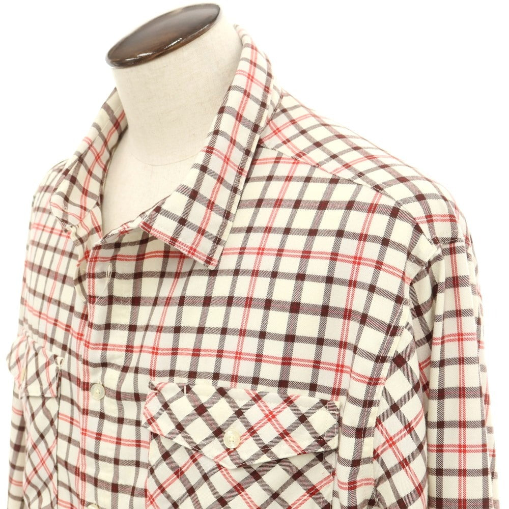 [Used] Nike polyester rayon check casual shirt, off-white x red [3XL] [Condition rank B] ​​[Men&