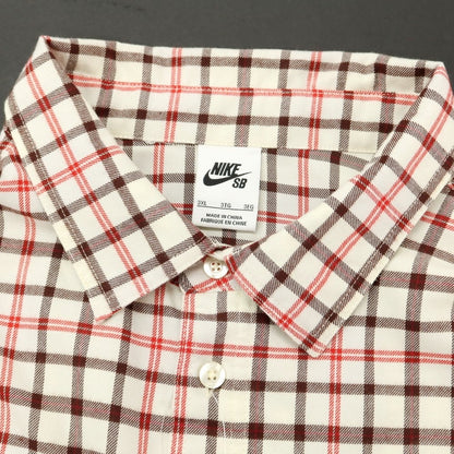 [Used] Nike polyester rayon check casual shirt, off-white x red [3XL] [Condition rank B] ​​[Men&