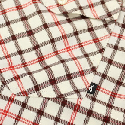 [Used] Nike polyester rayon check casual shirt, off-white x red [3XL] [Condition rank B] ​​[Men&