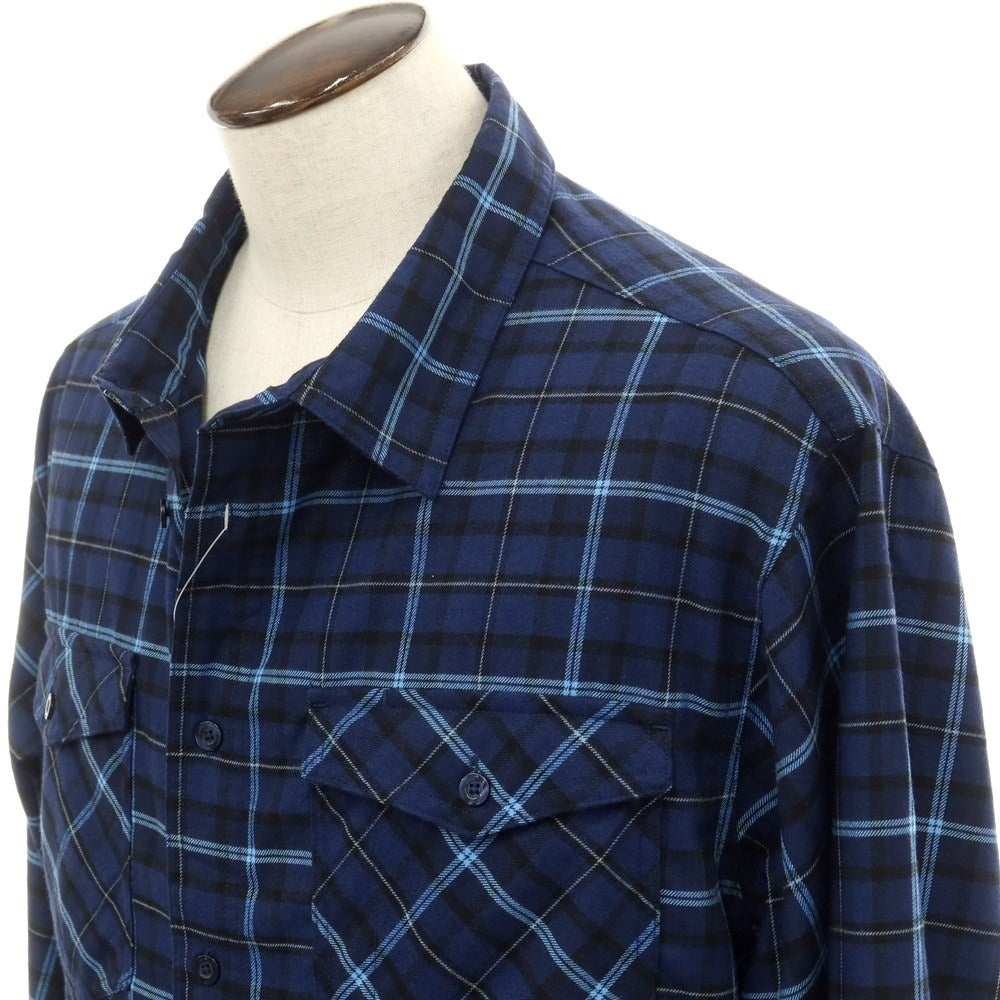 [Used] Nike polyester rayon check casual shirt, navy [3XL] [Condition rank B] ​​[Men&