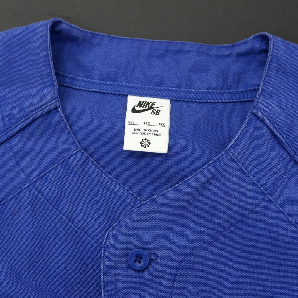 [Used] Nike Cotton Baseball Shirt, Short Sleeve Shirt, Navy [XXL] [Condition Rank C] [Men&