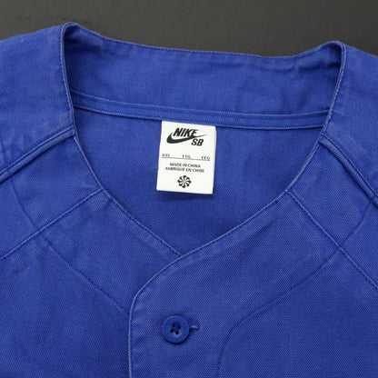 [Used] Nike Cotton Baseball Shirt, Short Sleeve Shirt, Navy [XXL] [Condition Rank C] [Men&