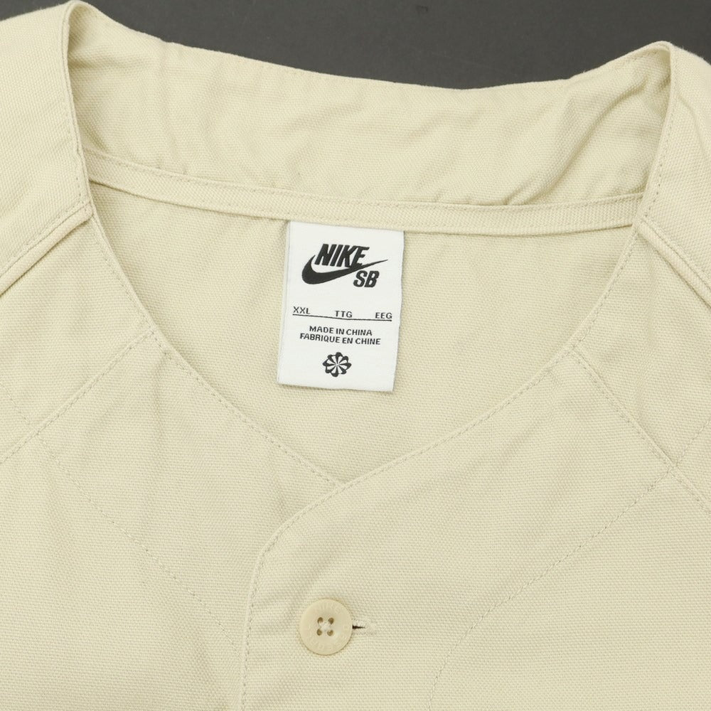 [Used] Nike Cotton Baseball Shirt, Short Sleeve Shirt, Beige [XXL] [Condition Rank B] ​​[Men&