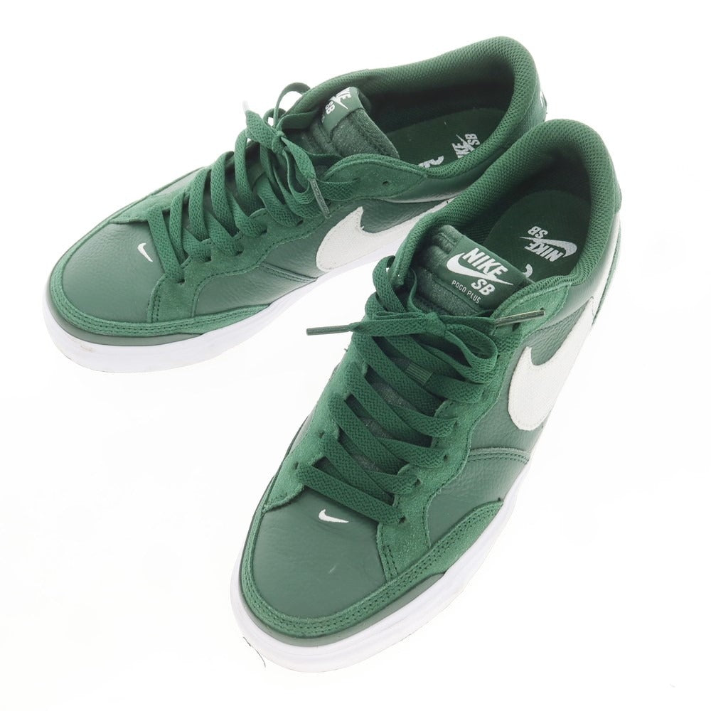 【中古】ナイキ NIKE SB ZOOM POGO PLUS PRM レザー ローカット スニーカー グリーン【 26.5 】【 状態ランクB 】【 メンズ 】