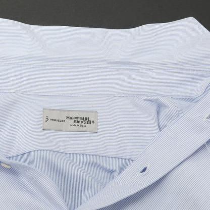 [Used] Makers Shirt Kamakura Cotton Polyester Horizontal Collar Dress Shirt Light Blue x White [39] [Condition Rank C] [Men&