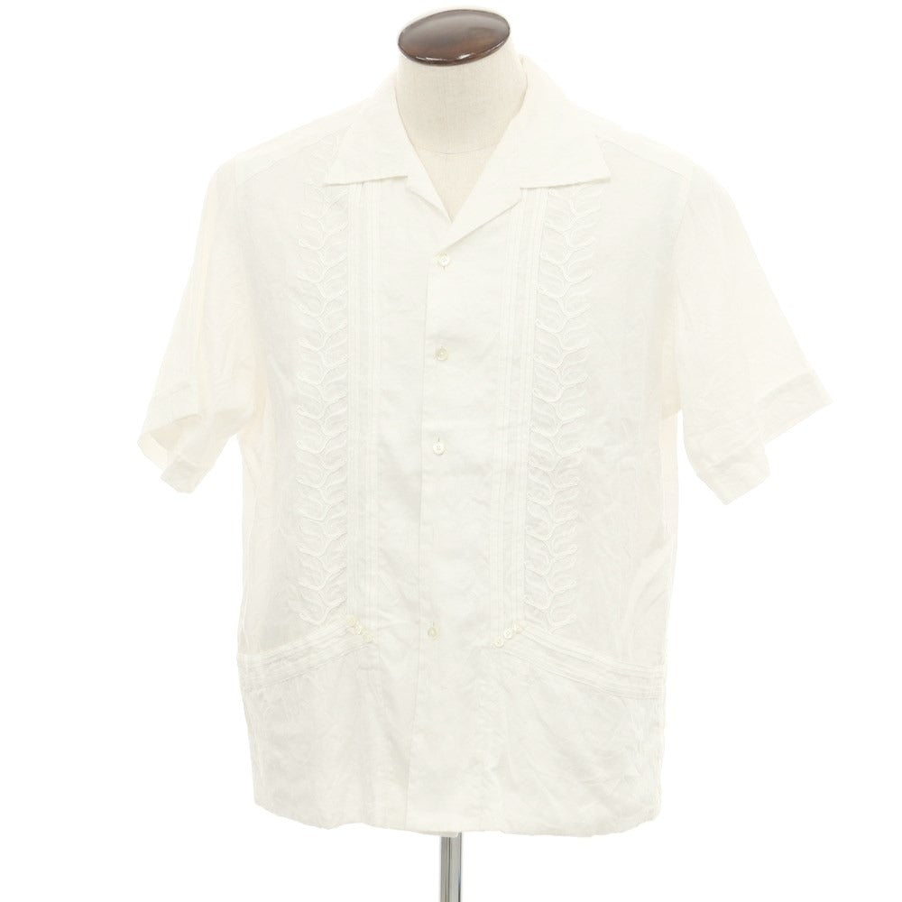 [Used] OFF THE CUFF Linen Open Collar Short Sleeve Shirt White [L] [Condition Rank B] ​​[Men&