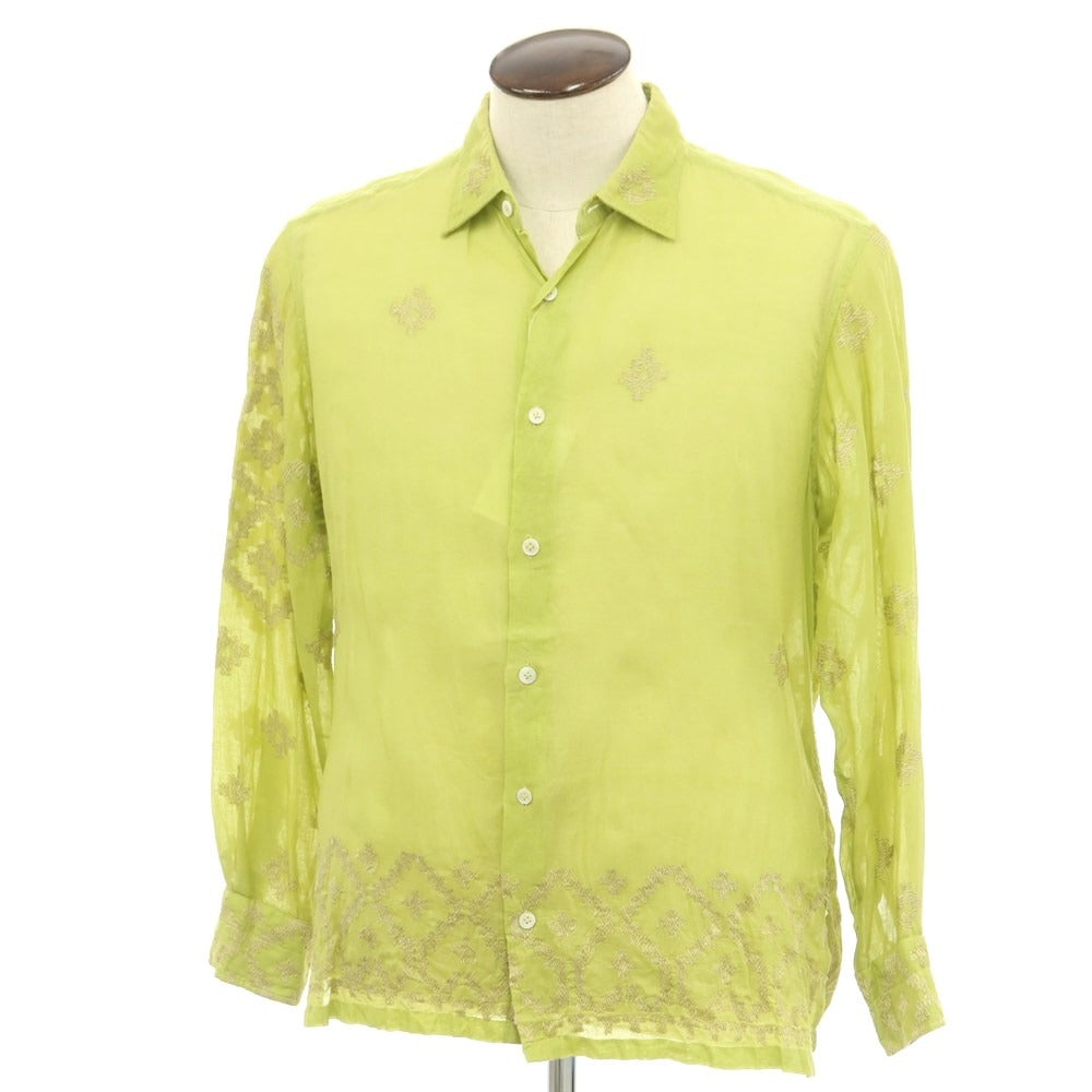 [Used] PERIOD FEATURES Silk Long Sleeve Casual Shirt Light Green [3] [Condition Rank C] [Men&