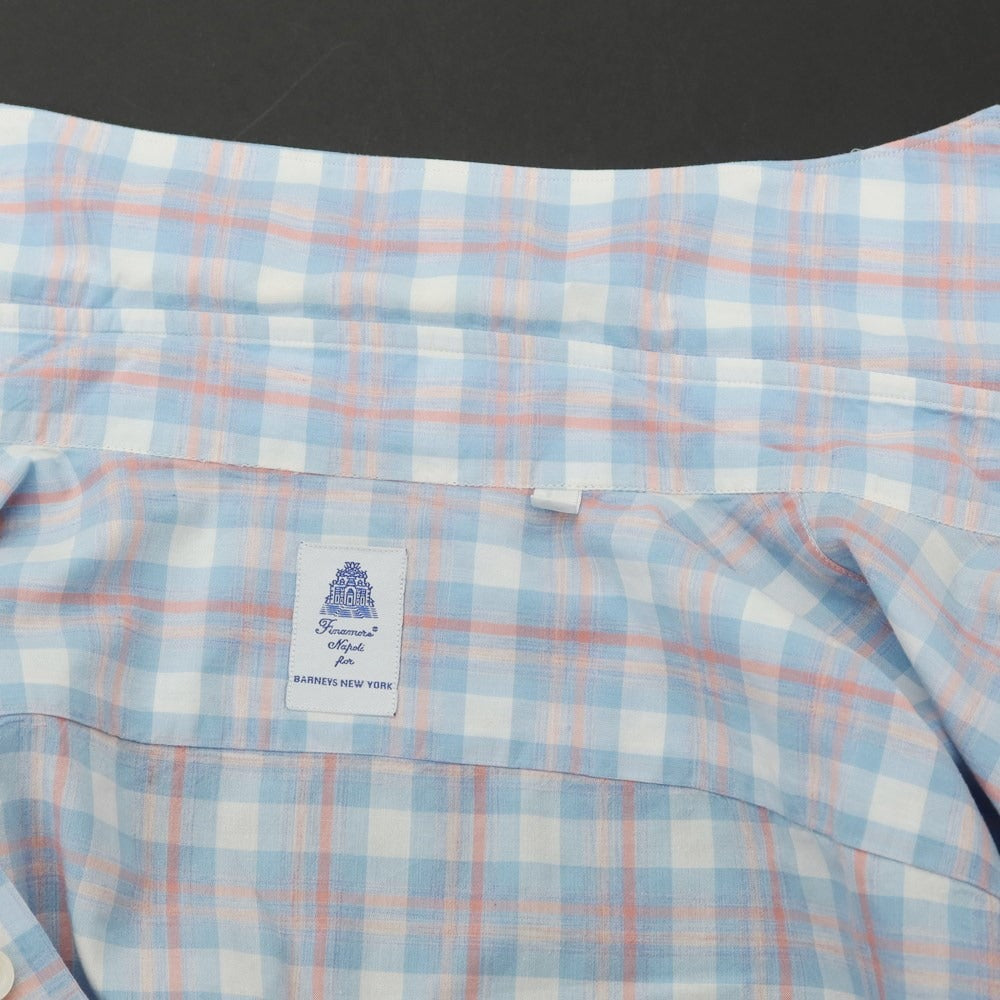 [Used] Finamore Cotton Horizontal Collar Casual Shirt Light Blue x White [S] [Condition Rank B] ​​[Men&