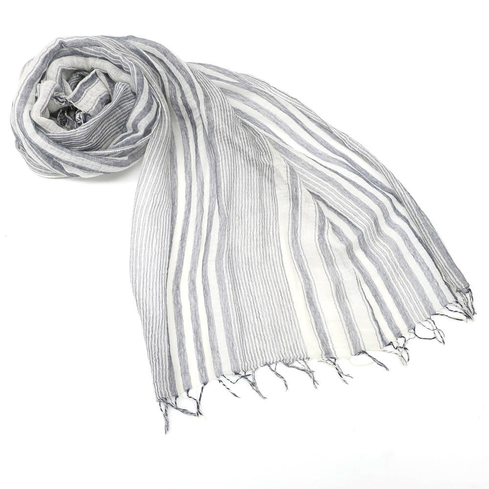 [Used] Altea Linen Cotton Stripe Stole Light Navy x White [NVY] [S/S] [Condition Rank C] [Men&