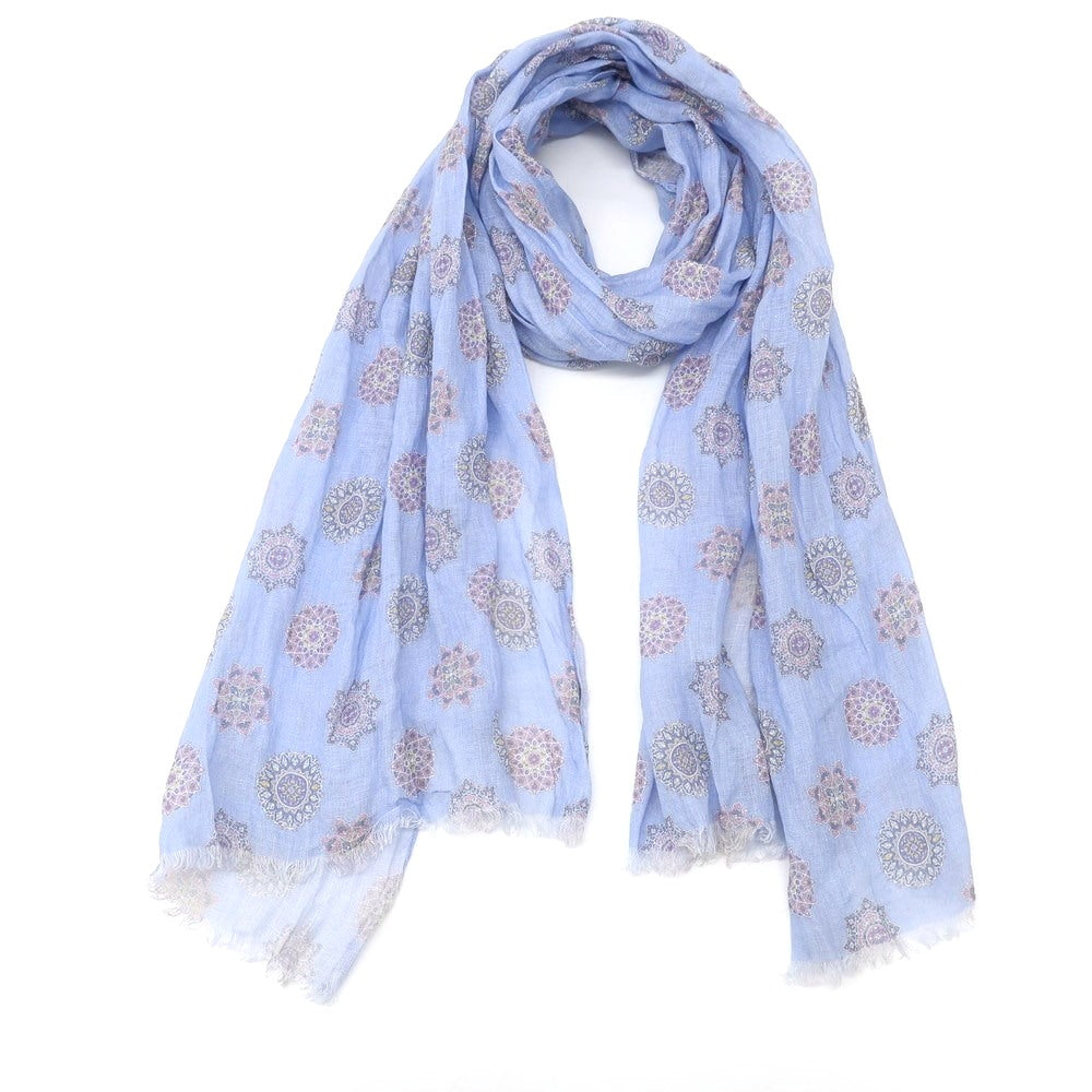 [Used] Brilla per il gusto Linen Small Pattern Stole Light Blue [BLU] [S/S] [Condition Rank C] [Men&