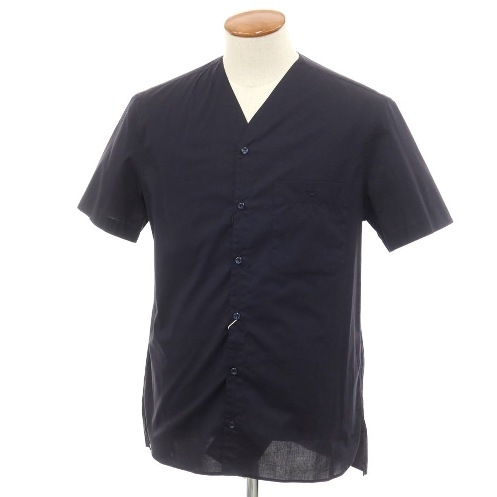 [Used] [Unused] Emporio Armani EMPORIO ARMANI Cotton No-collar Short-sleeve Shirt Navy [M] [Condition Rank S] [Men&